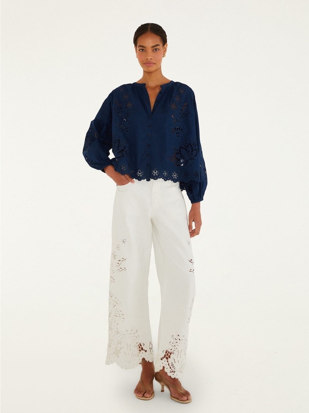 Farm Rio: Navy Blue Artisanal Long Sleeve
Blouse - Picture 2 of 8